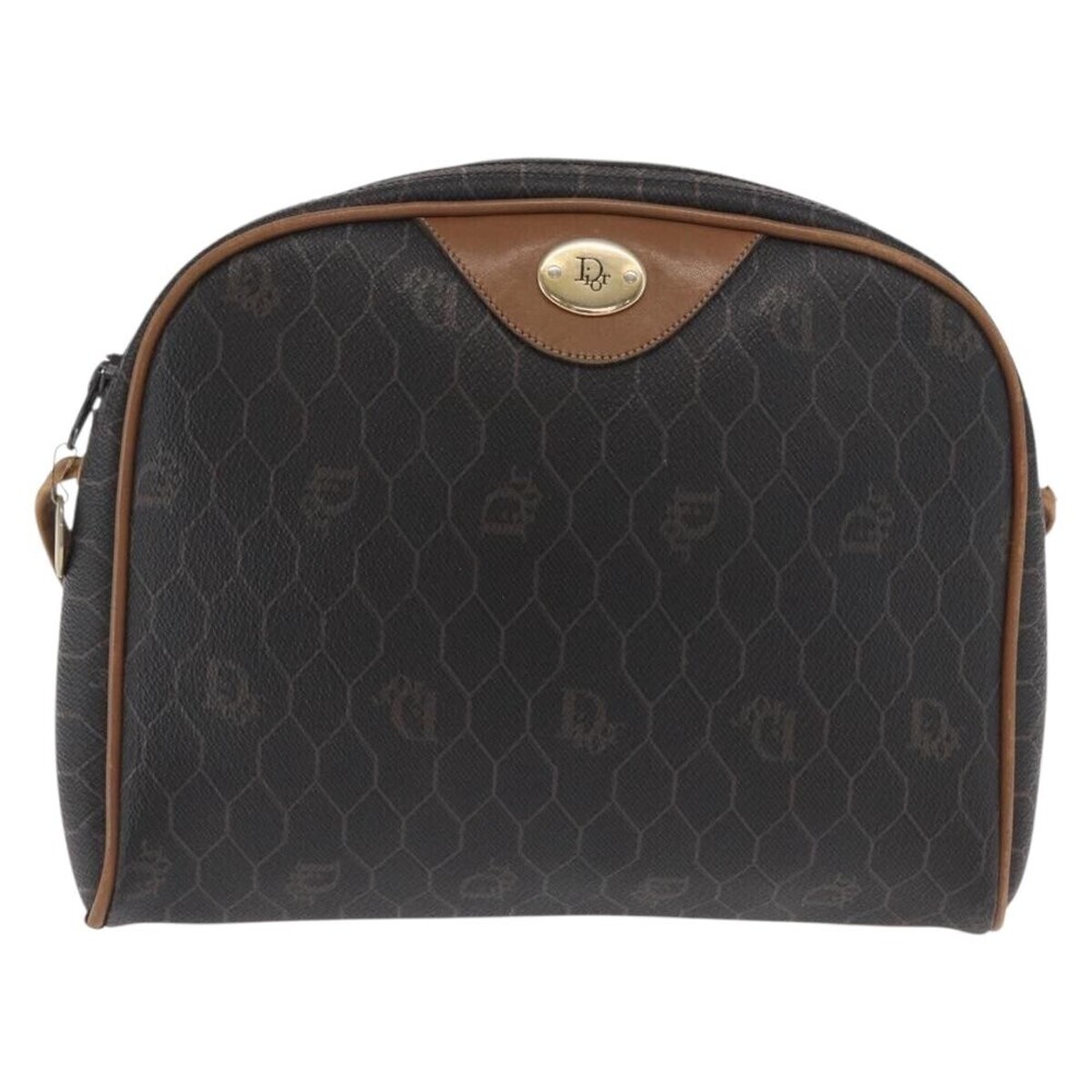 Christian Dior Vintage Honeycomb Canvas and Leather